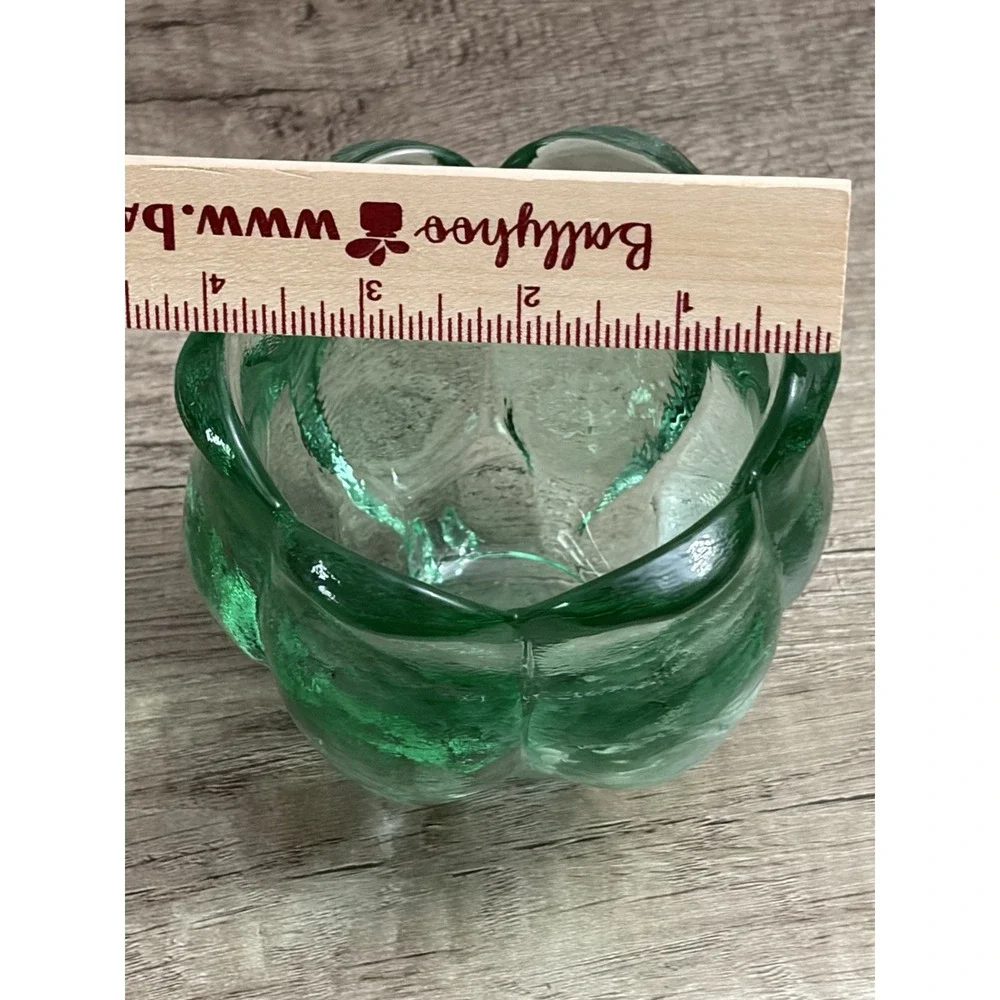 Vintage Spanish Recycled Textured Green Glass Tulip Votive Candle Holder 4